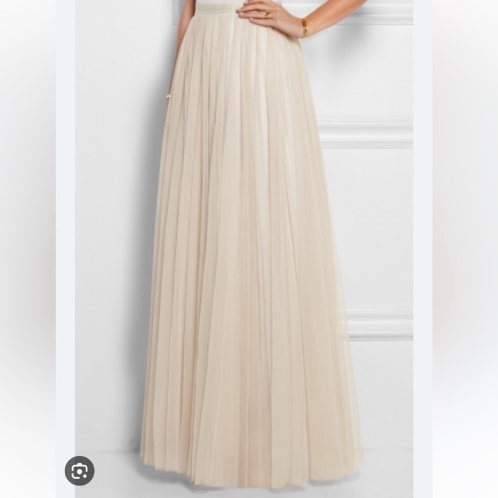 NWOT Needle & Thread Light Pink Tulle Layered Pleated Maxi Skirt, 2